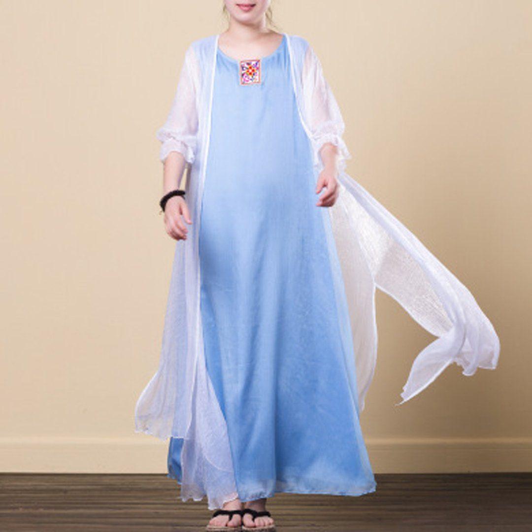 babakud embroidery casual summer sleeveless dress