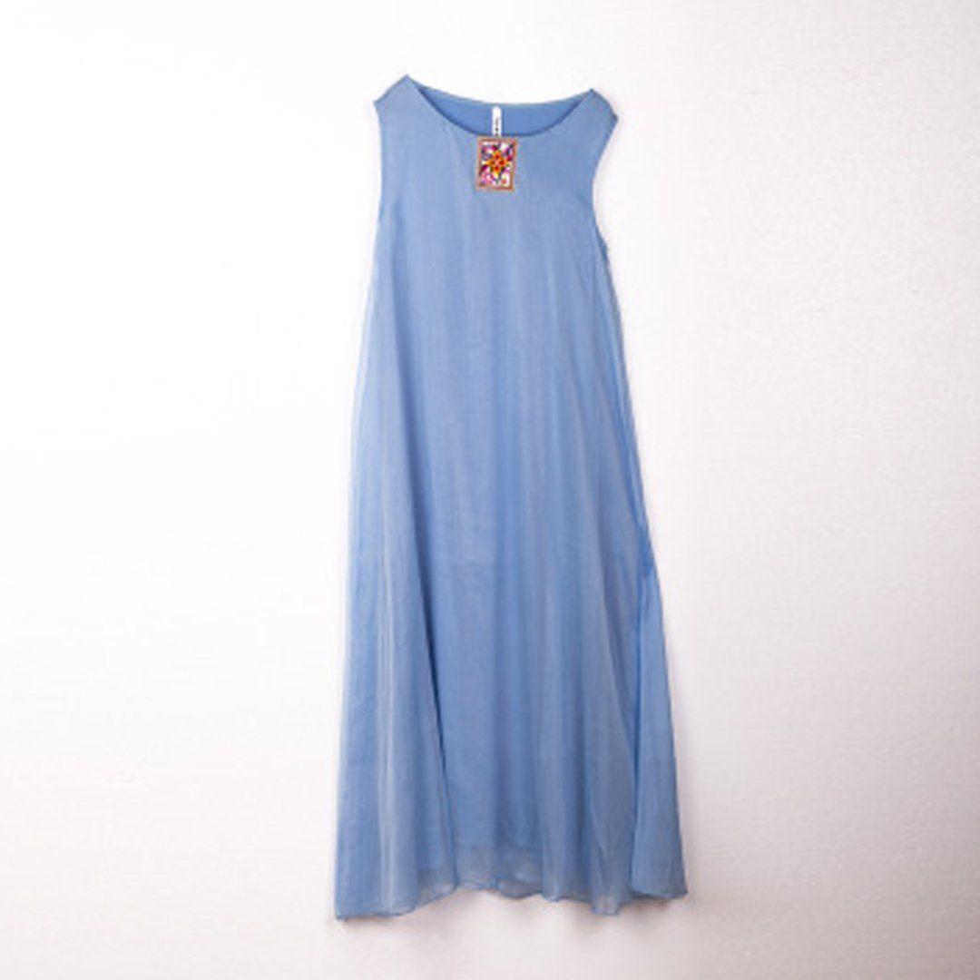 babakud embroidery casual summer sleeveless dress