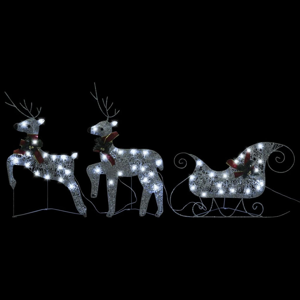 Andoer Reindeer &amp; Sleigh Christmas Decoration 60 LEDs Outdoor Silver