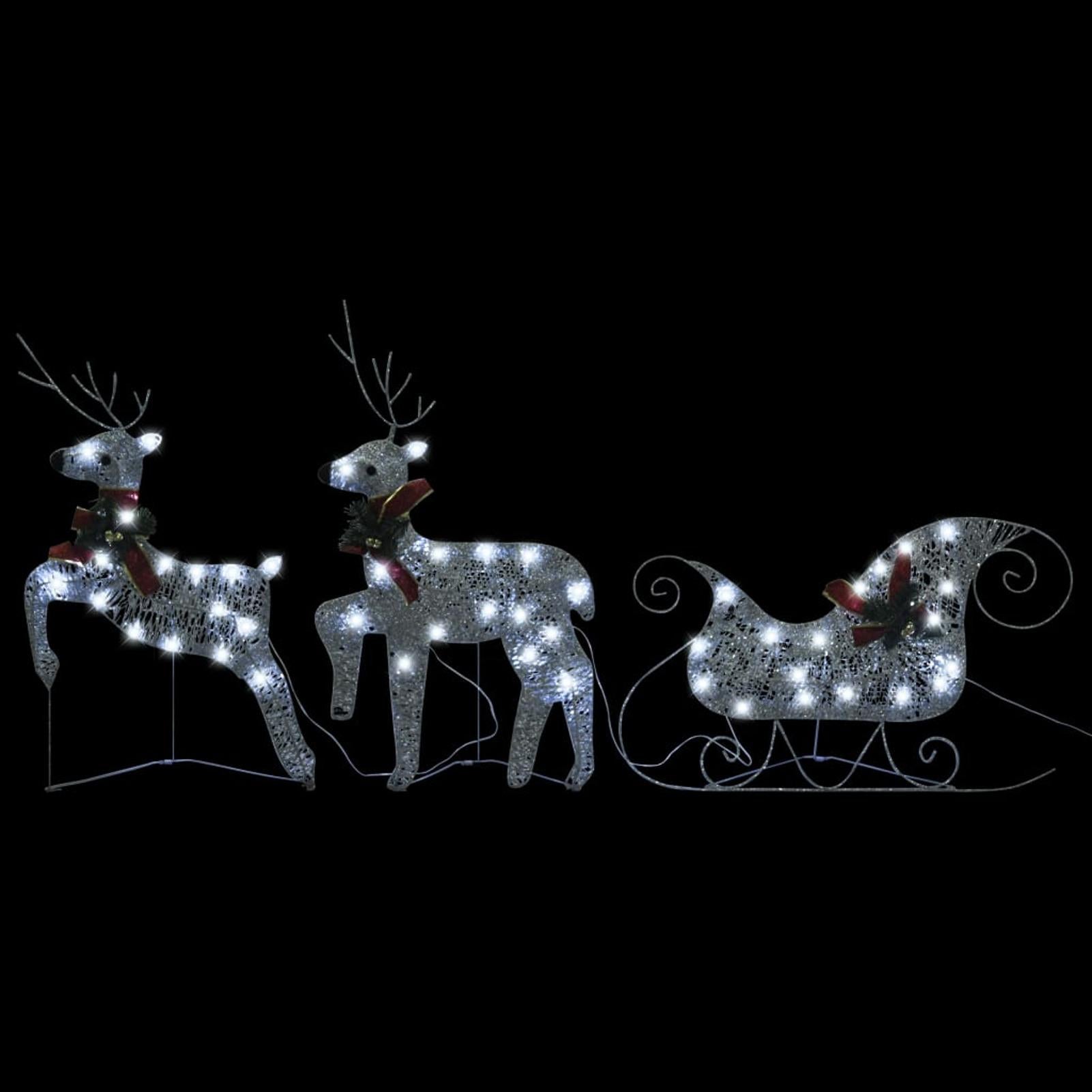 Andoer Reindeer &amp; Sleigh Christmas Decoration 60 LEDs Outdoor Silver