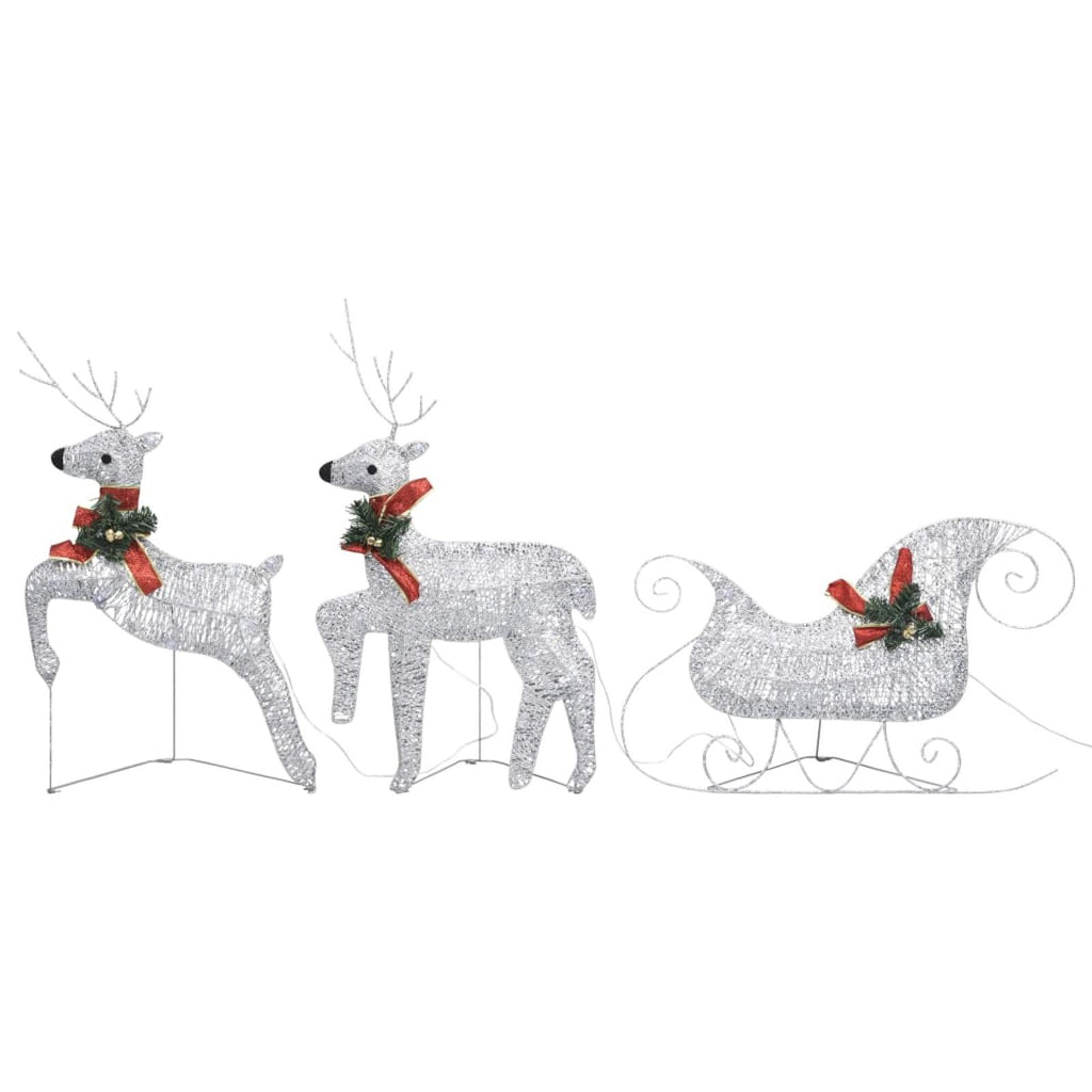 Andoer Reindeer &amp; Sleigh Christmas Decoration 60 LEDs Outdoor Silver