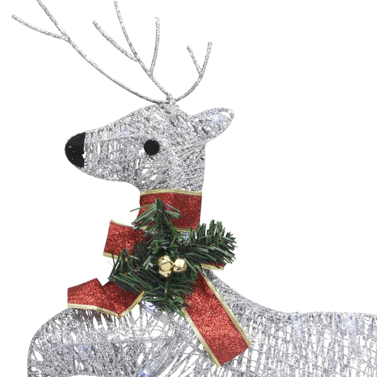 Andoer Reindeer &amp; Sleigh Christmas Decoration 60 LEDs Outdoor Silver