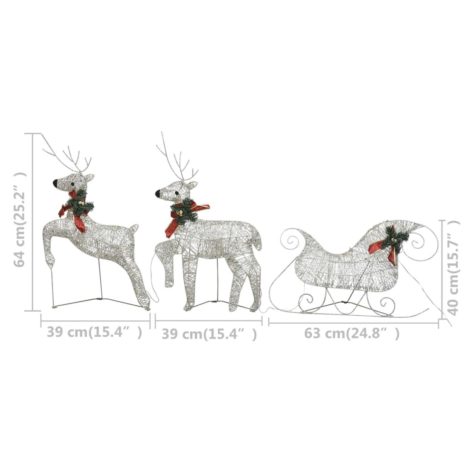Andoer Reindeer &amp; Sleigh Christmas Decoration 60 LEDs Outdoor Silver