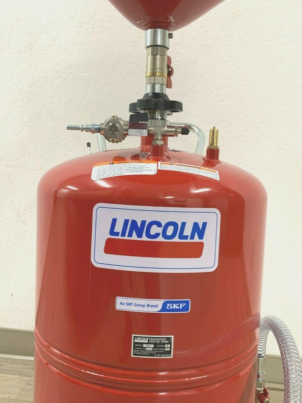 Lincoln 3614 Pressurized 20 Gallon Portable Fluid Drain Tank with 18" Bowl GREAT