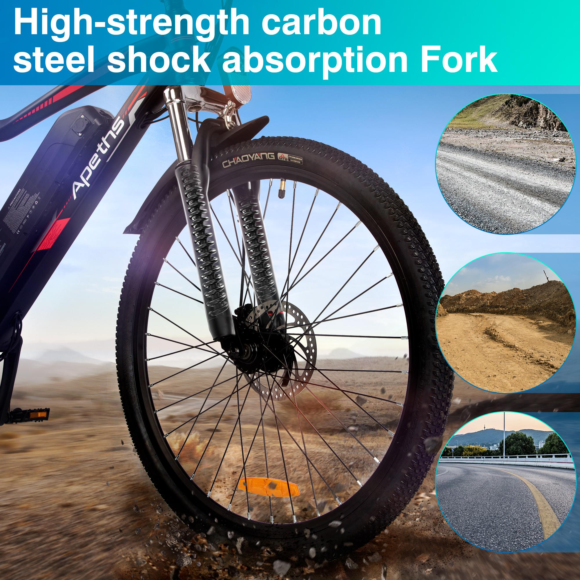 APETHS 26 In. Electric Mountain Bike for Adults, 350W Electric Commuting Bicycle with Removable 36V 10.4Ah Battery City E-Bike 25-80 Mile Ran21-Speed Gears Cruiser Bicycle