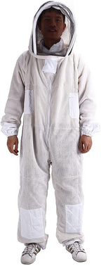 luroze professional beekeeping suit, breathable polyester portable beekeeper suit with removable hooded veil ventilated bee suit beekeeping supplies with 4 pockets for beekeeper(xl)