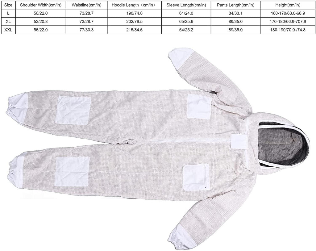 luroze professional beekeeping suit, breathable polyester portable beekeeper suit with removable hooded veil ventilated bee suit beekeeping supplies with 4 pockets for beekeeper(xl)