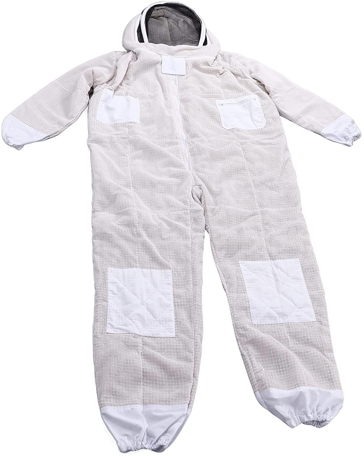 luroze professional beekeeping suit, breathable polyester portable beekeeper suit with removable hooded veil ventilated bee suit beekeeping supplies with 4 pockets for beekeeper(xl)