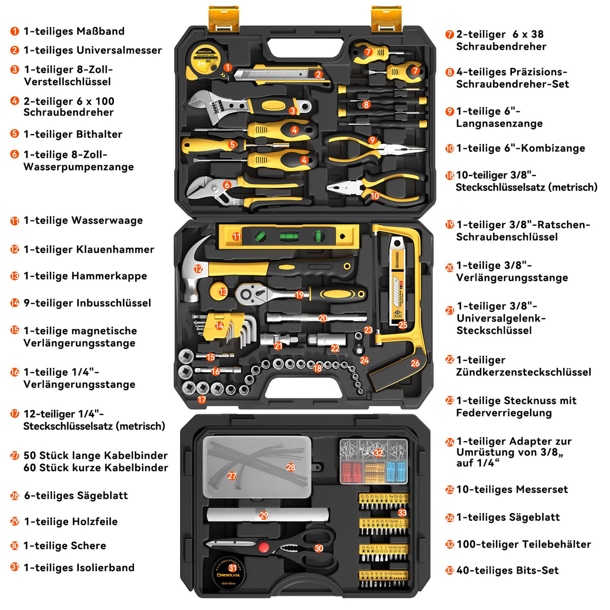 328 Piece Tool Kit for Home,Hand Repair Tool Set,Toolbox StoraCase with Drawer,General Household/Auto Tool Kit,Perfect for Homeowner, DIY, Handyman