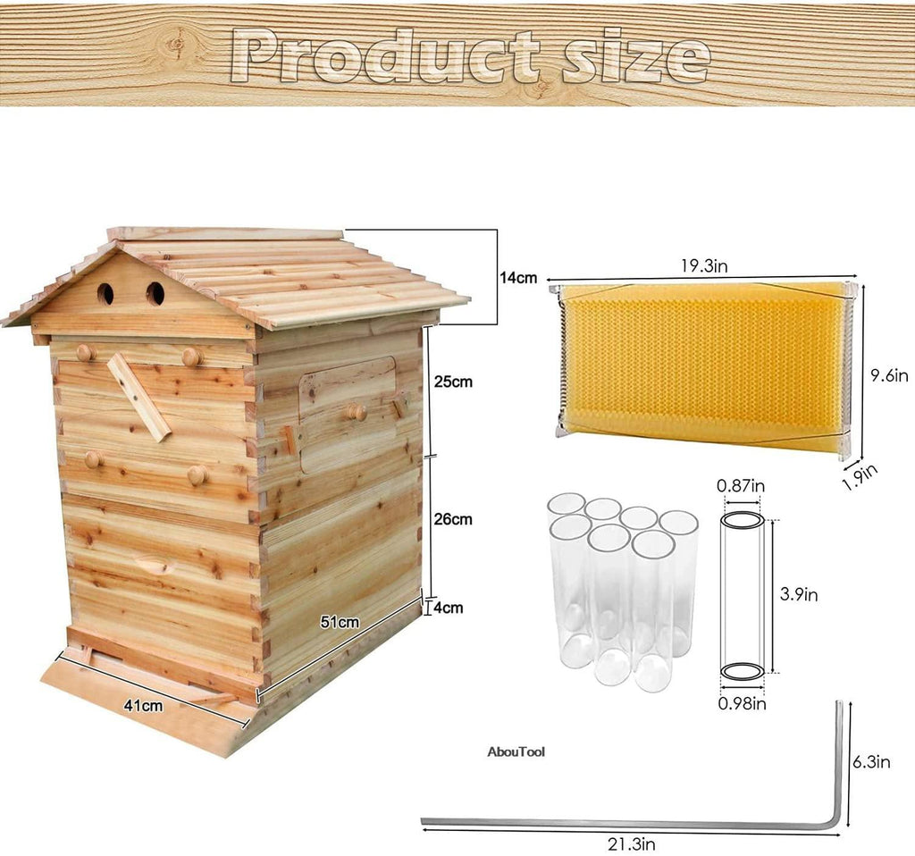 gt-lyd wooden beehive box, bee hive house, auto honey beekeeping beehive brood box house max 7pcs auto flow beehive frame comb