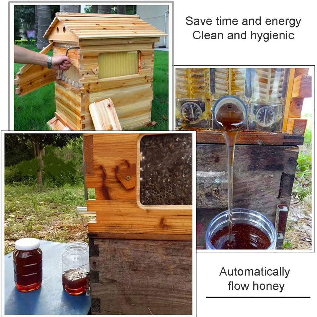 gt-lyd wooden beehive box, bee hive house, auto honey beekeeping beehive brood box house max 7pcs auto flow beehive frame comb