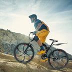 Outroad Folding Mountain Bike 6-Spoke 21-Speed 26-inch Wheel Double Disc Brake Full Suspension Anti-Slip, Black,Orange,Fluorescent Green