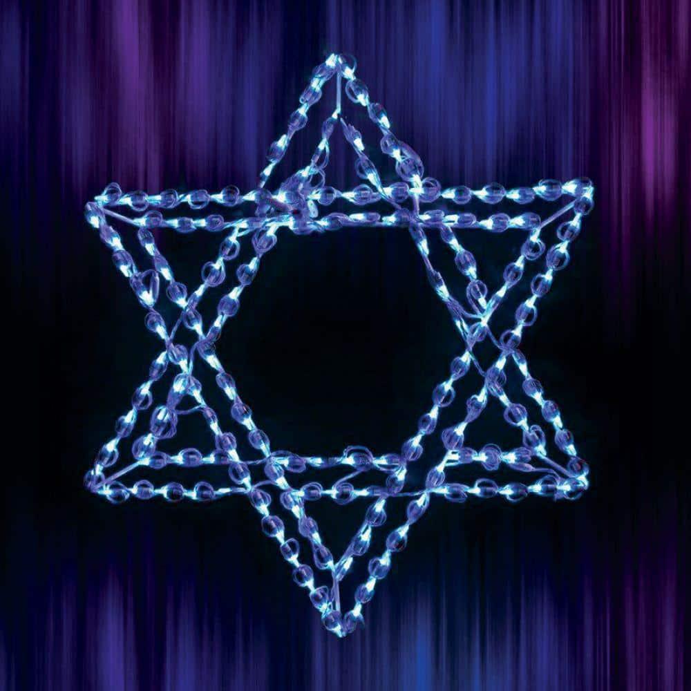 36 in. LED Star of David Metal Framed Holiday Decor
