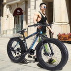 Fat Tire Mens Mountain Bike,17-Inch/Medium High-Tensile Aluminum Frame, 21-Speed, 26-inch Wheels,4.0 Fat tire MTB Mountain Bike for Mens,Outdoor Bicycle Aluminum Frame, up to 440lbs