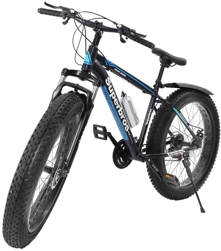 Mens Fat Tire Mountain Bike, 17-Inch/Medium High-Tensile Aluminum Frame, 21-Speed, 26-inch Wheels, Stable Disc Brake, Multi-Colors