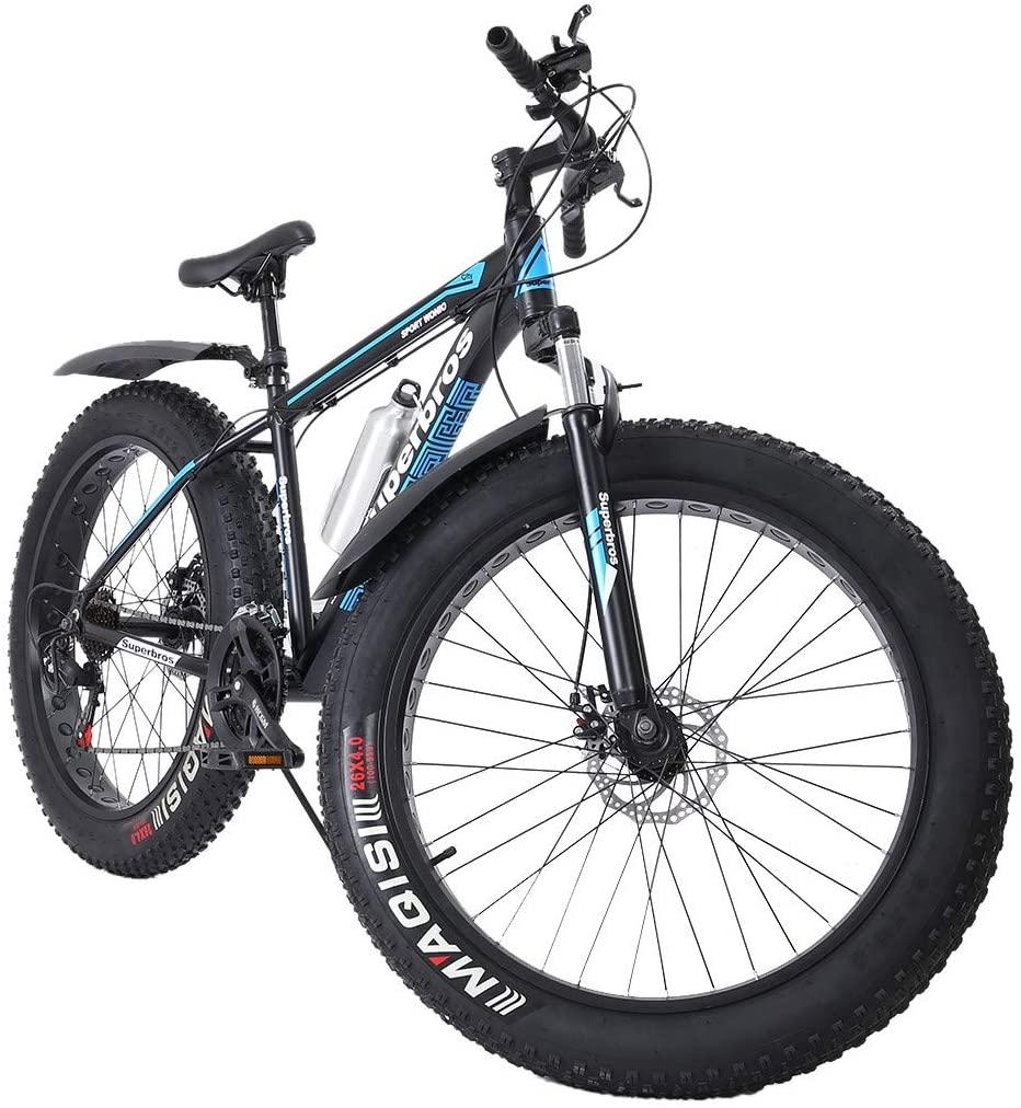 Fat Tire Mens Mountain Bike,17-Inch/Medium High-Tensile Aluminum Frame, 21-Speed, 26-inch Wheels,4.0 Fat tire MTB Mountain Bike for Mens,Outdoor Bicycle Aluminum Frame, up to 440lbs