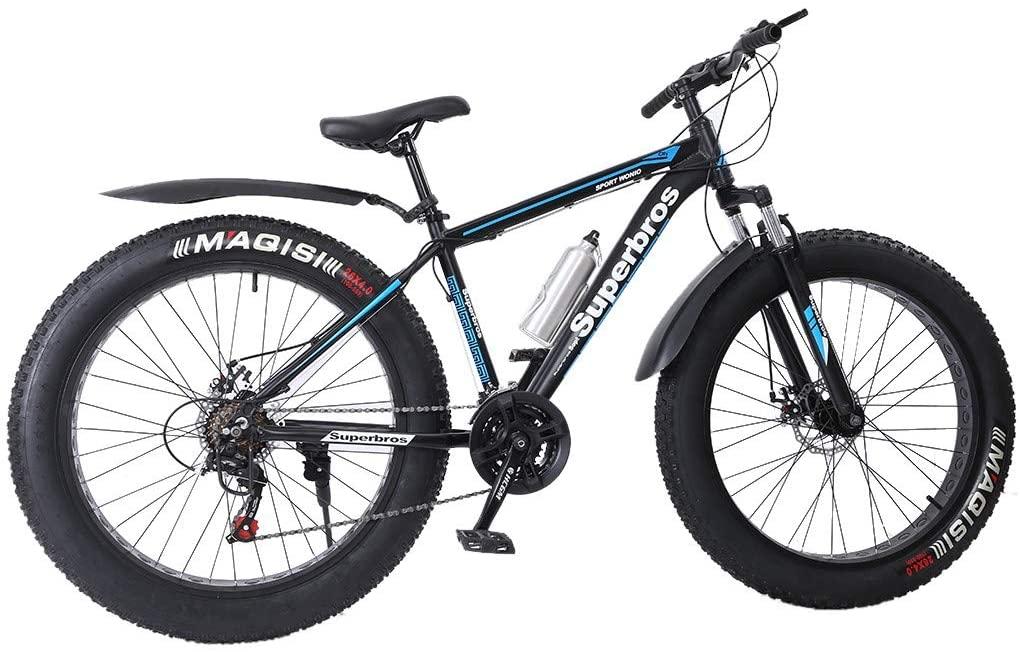 Mens Fat Tire Mountain Bike, 17-Inch/Medium High-Tensile Aluminum Frame, 21-Speed, 26-inch Wheels, Stable Disc Brake, Multi-Colors