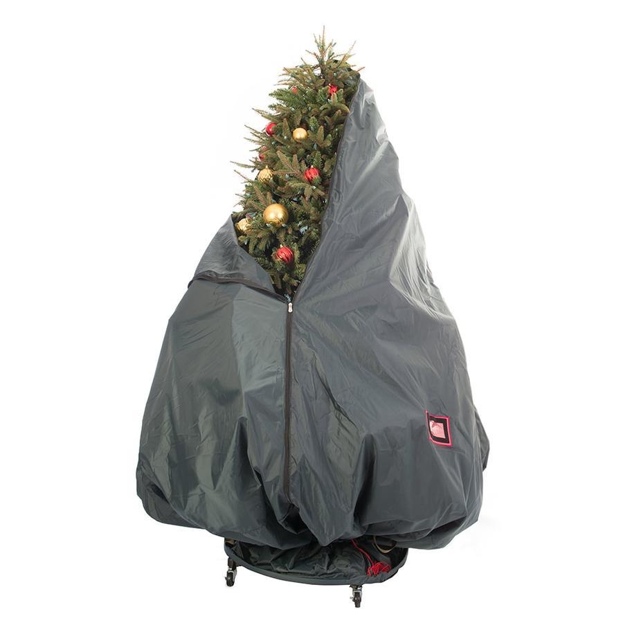 Decorated Upright Tree Storage Bag w/ Rolling Tree Stand