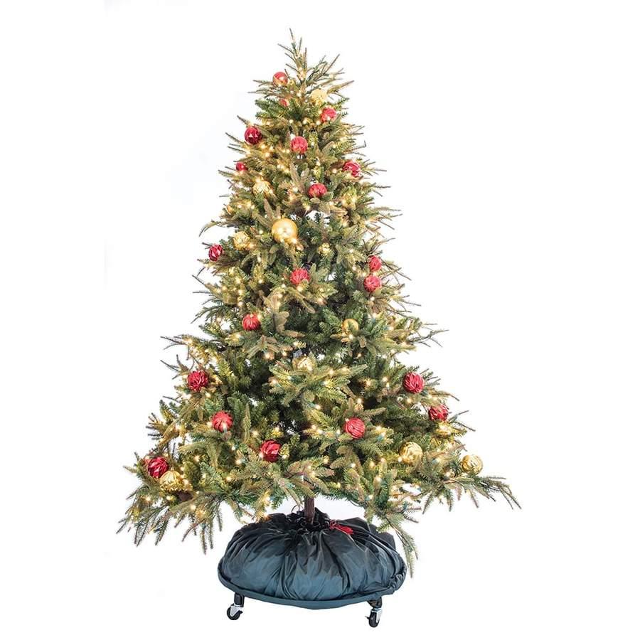 Decorated Upright Tree Storage Bag w/ Rolling Tree Stand