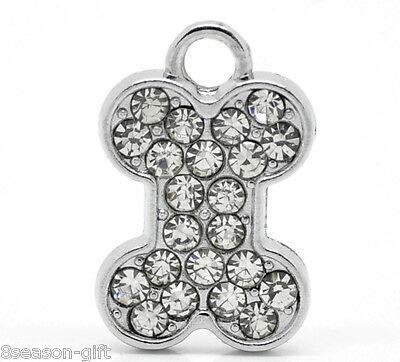 FidgetGear WholeLots HX Rhinestone Dog Chew Bone Charm Pendants 21mmx14mm 200PCs