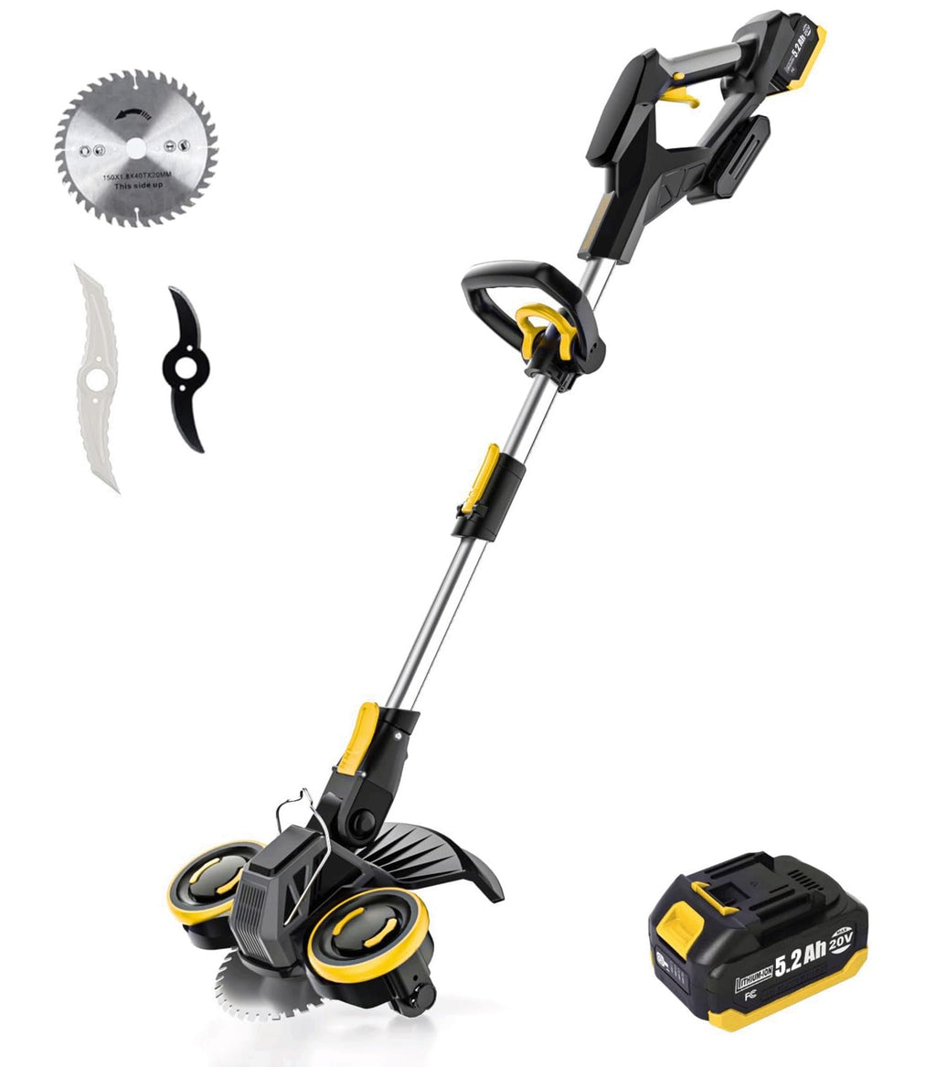 Brushless Cordless Weed Wacker, 4820 Gear Brushless Motor 20V Battery Powered Weed Eater, 3-in-1 Trimmer/Edger/Lawn Mower (5.2A Battery)