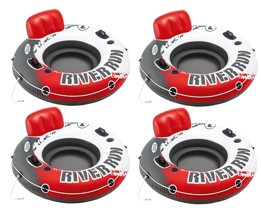 River Run 1 53" Inflatable Floating Water Tube Lake Raft, Red (4 Pack)