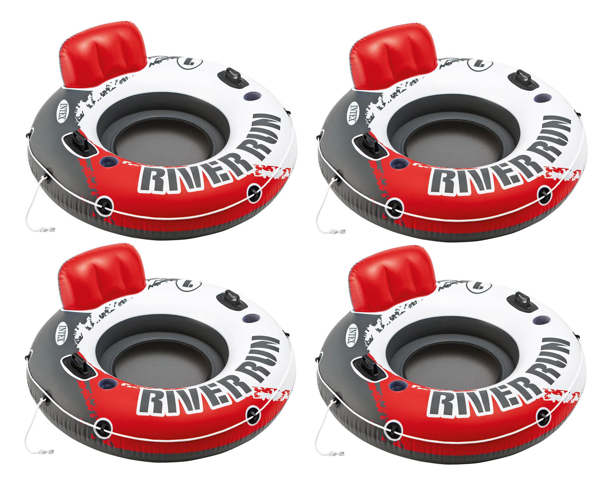 River Run 1 53" Inflatable Floating Water Tube Lake Raft, Red (4 Pack)