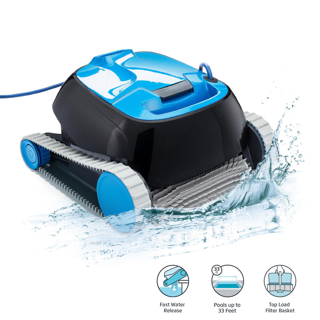 dolphin nautilus cc automatic robotic pool cleaner - ideal for above and in-ground swimming pools up to 33 feet - with large capacity top load filter basket