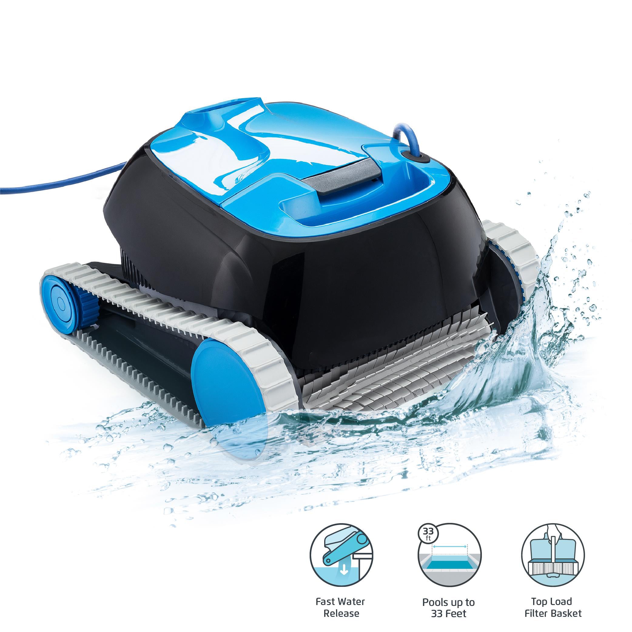 dolphin nautilus cc automatic robotic pool cleaner - ideal for above and in-ground swimming pools up to 33 feet - with large capacity top load filter basket