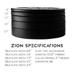 Zion Fitness Onyx 2 Inch 260 Lb Bumper Plates Set Olympic Weight Plates Rubber Bumper Weight Plate Pair,  Steel Inserts Strength Training Plates Weight Lifting Plates