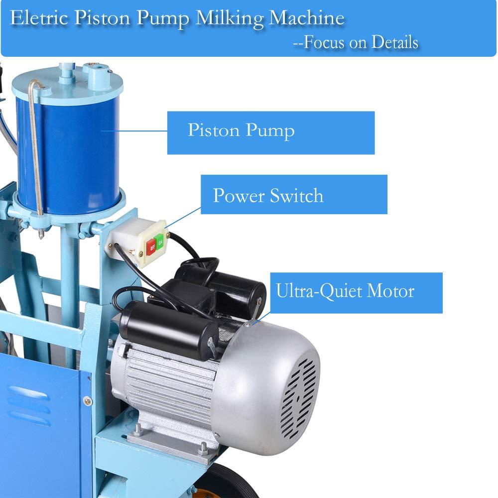 electric milking machine 1440rmp pulsation vacuum pump milker for livestock farm automatic cow goat milking suction machine with 25l/6.6gallon stainless steel bucket 110v