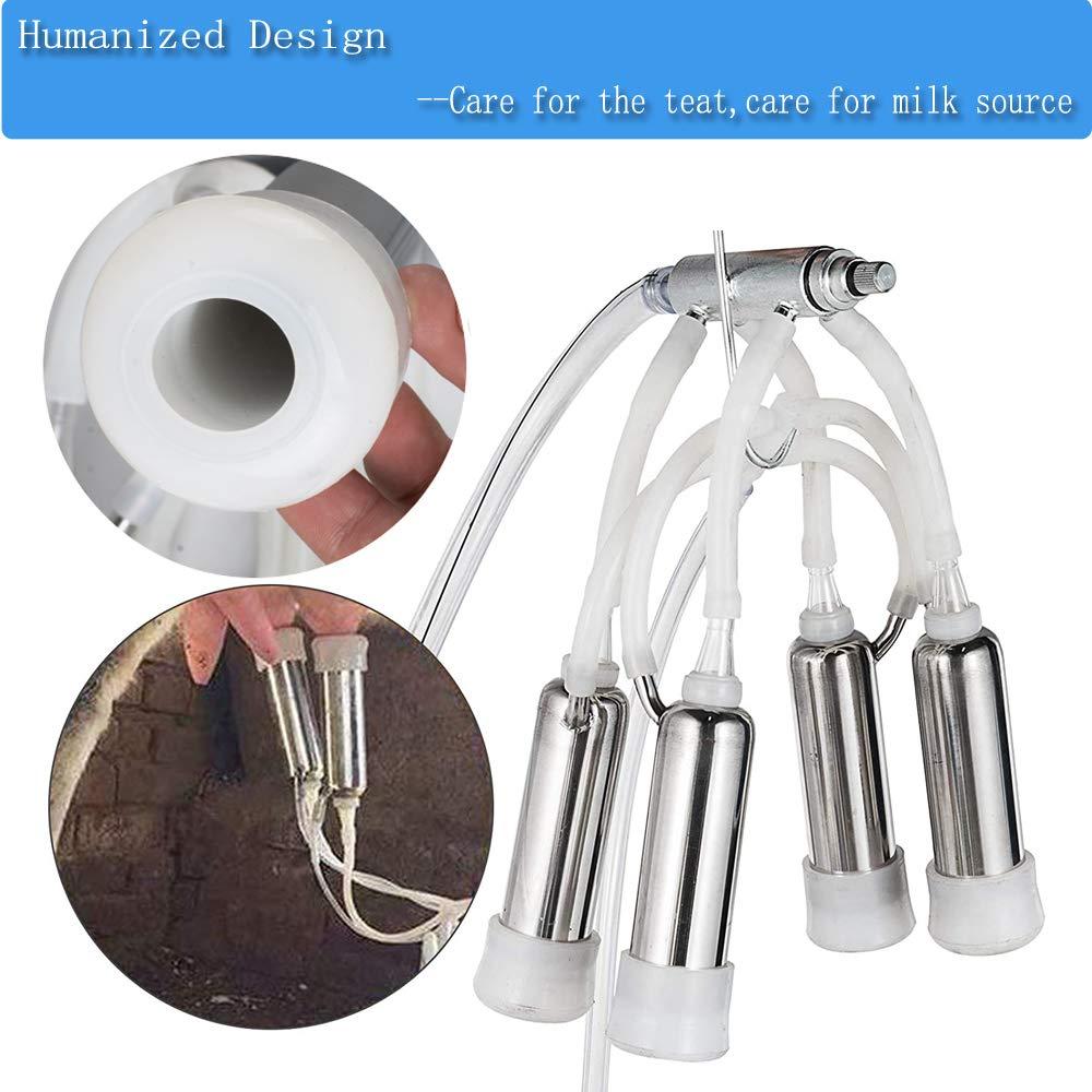 electric milking machine 1440rmp pulsation vacuum pump milker for livestock farm automatic cow goat milking suction machine with 25l/6.6gallon stainless steel bucket 110v