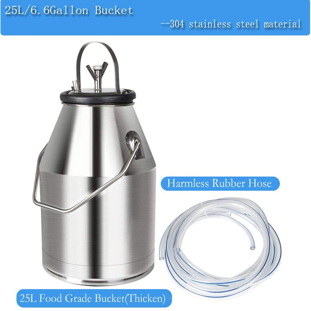 electric milking machine 1440rmp pulsation vacuum pump milker for livestock farm automatic cow goat milking suction machine with 25l/6.6gallon stainless steel bucket 110v