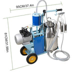 electric milking machine 1440rmp pulsation vacuum pump milker for livestock farm automatic cow goat milking suction machine with 25l/6.6gallon stainless steel bucket 110v