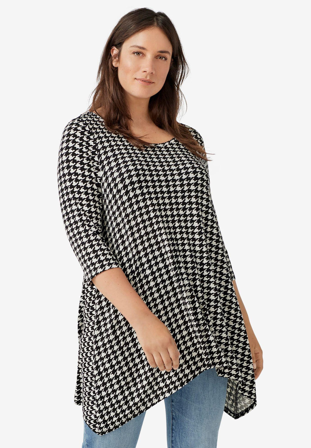 printed point-hem tunic