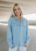 ayla  ruffle top - denim