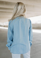 ayla  ruffle top - denim