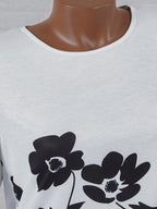 Womens Floral Print Round Neck Short-sleeved T-shirt