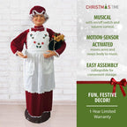 58 in. Christmas Dancing Mrs. Claus with Apron and Gift Sack