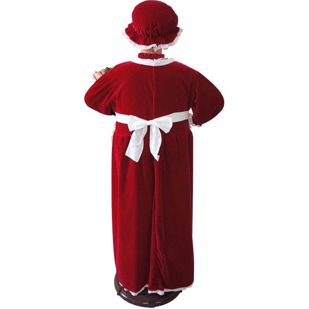 58 in. Christmas Dancing Mrs. Claus with Apron and Gift Sack