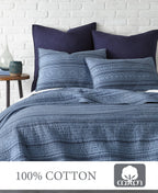 Levtex Home - Tolteca Quilt Set - Twin Quilt + One Standard Pillow Sham - Tribal Stripe - Navy and Blue - Quilt (68x86in.) and Pillow Shams (26x20in.) - Cotton Fabric