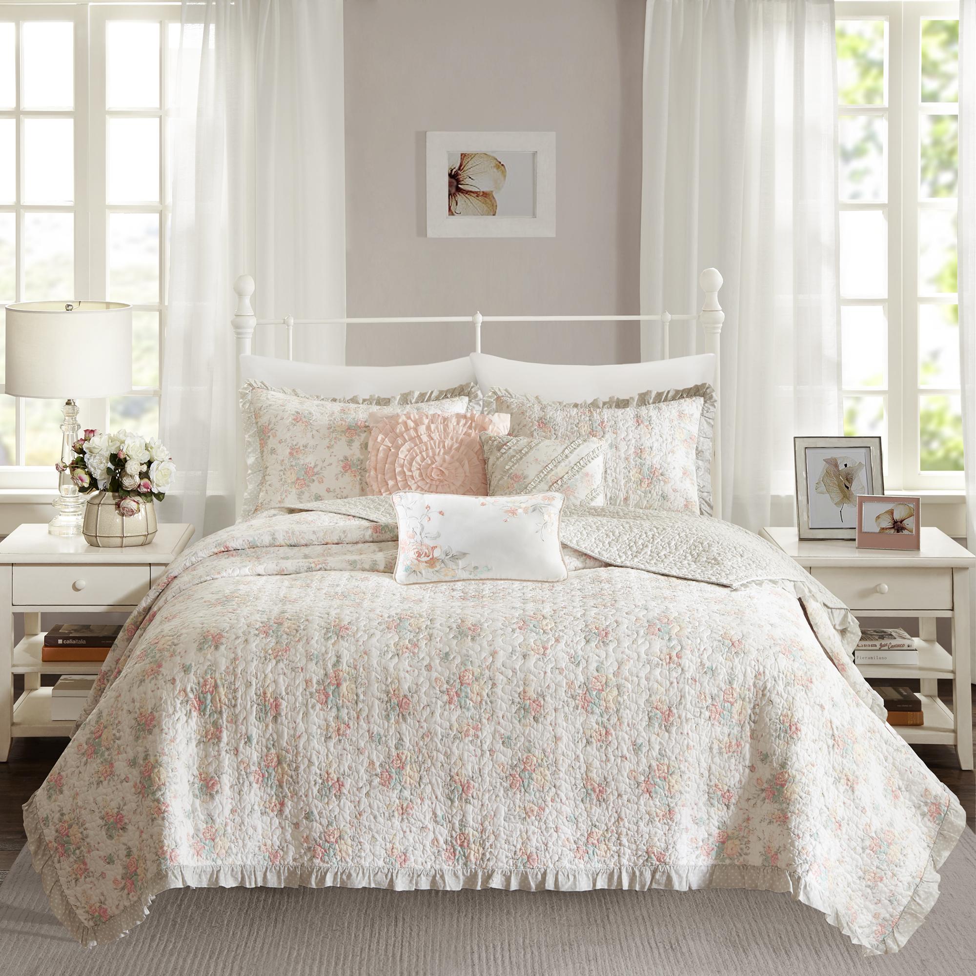Home Essence Desiree 6 Piece Cotton Percale Quilted Coverlet Bedding Set