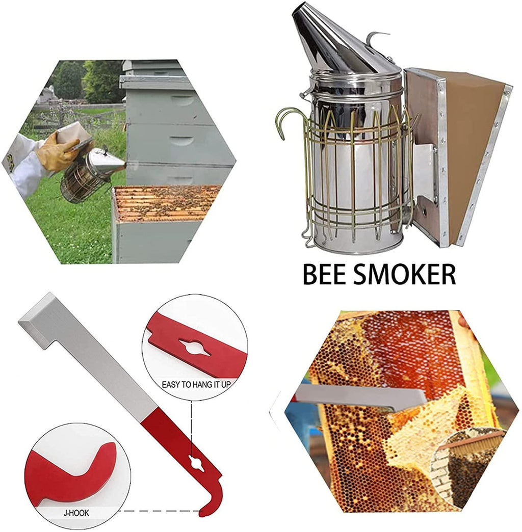 gifhome beekeeping supplies 10 pcs beekeeping tools kit - deluxe beekeeper starter kit- bee smoker set with beekeeping grip necessary