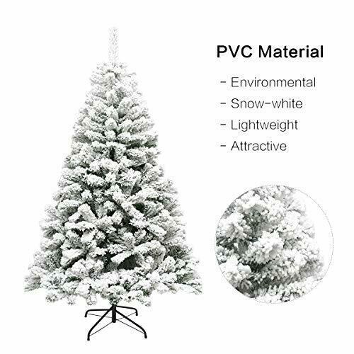 7.5ft Snow Flocked Hinged Artificial Pine Christmas Tree Holiday 7.5Ft White