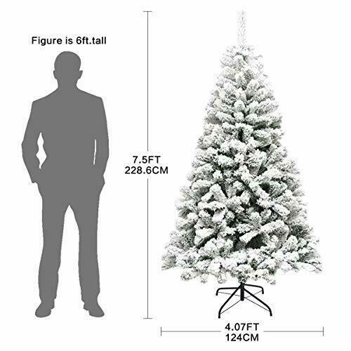 7.5ft Snow Flocked Hinged Artificial Pine Christmas Tree Holiday 7.5Ft White