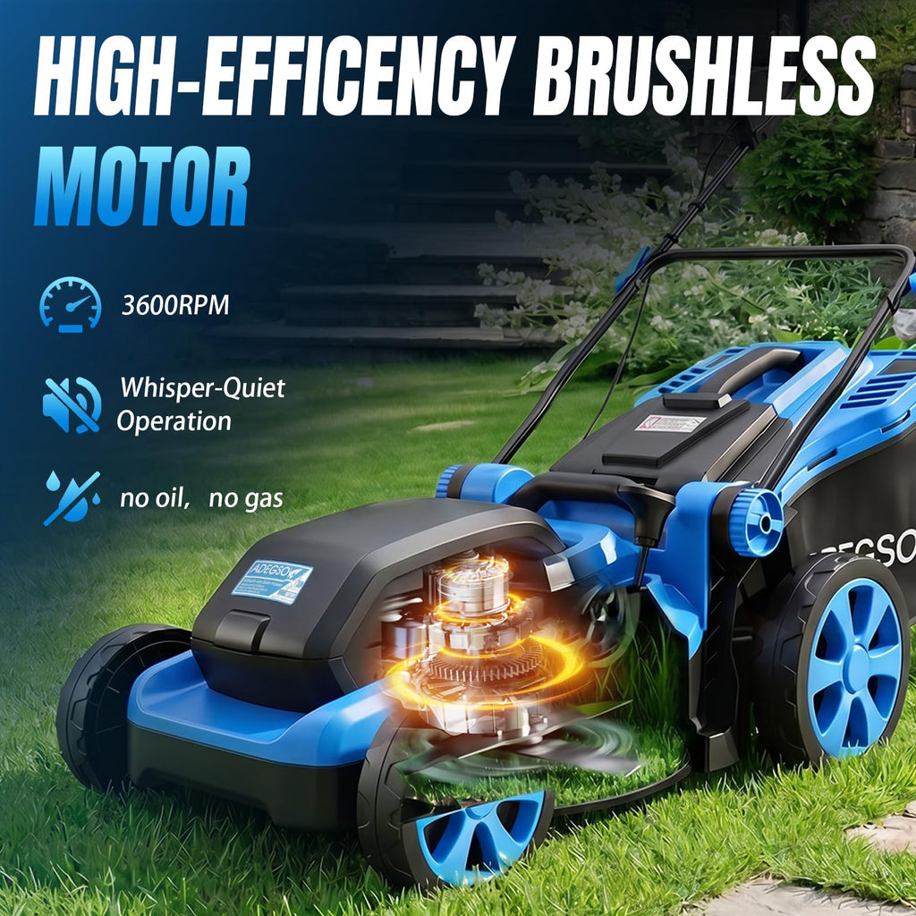 17-Inch Cordless Lawn Mower with 2 x 21V 4.0Ah Batteries &amp; Dual-Port Fast Charger, Battery Powered Push Mower, 6-Position Cutting Height Adjustment, 50L Grass Collection Bag