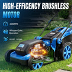 17-Inch Cordless Lawn Mower with 2 x 21V 4.0Ah Batteries &amp; Dual-Port Fast Charger, Battery Powered Push Mower, 6-Position Cutting Height Adjustment, 50L Grass Collection Bag
