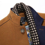 Classic Men's Wool Long Slim Fit Trench Coat