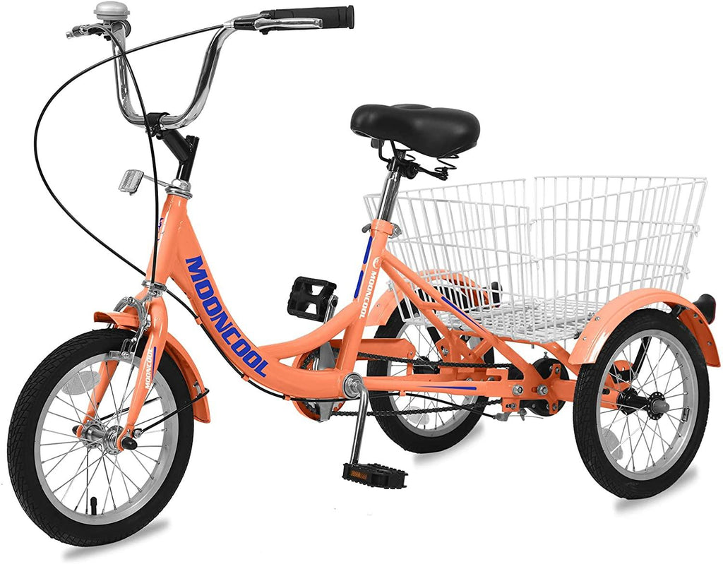 ABORON 16 inch Tricycle Trike Bike, 3 Wheel Bikes, Three-Wheeled Bicycles with Adjustable Height and Rear Basket for Beginner Riders Boys Girls