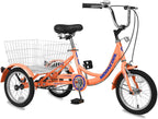 ABORON 16 inch Tricycle Trike Bike, 3 Wheel Bikes, Three-Wheeled Bicycles with Adjustable Height and Rear Basket for Beginner Riders Boys Girls